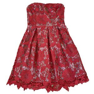 Lush Red Strapless Crochet Lace Dress - NWT